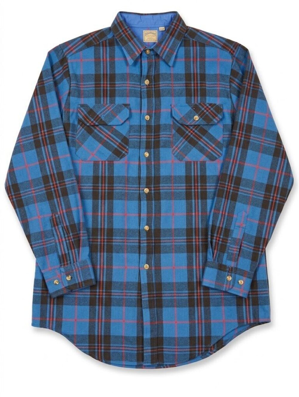 utdoor Exchange Medium Tall Blue Plaid Acrylic Long Sleeve Button Up Shirt